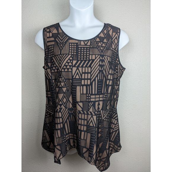 Lane Bryant Lace Tank Size 18 Black Nude Asymmetrical Gatsby Dark Romance Goth - Picture 1 of 9